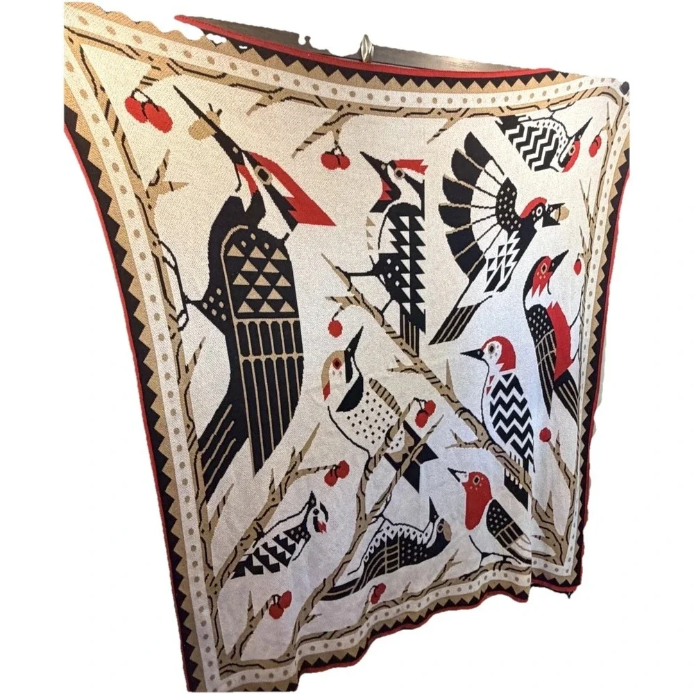 Bird Collective Woodpeckers Of North America Knit Blanket / Throw  60